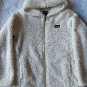 Patagonia Girls Sweater Zip-up Hoodie Fuzzy White Size XL 14 Like New